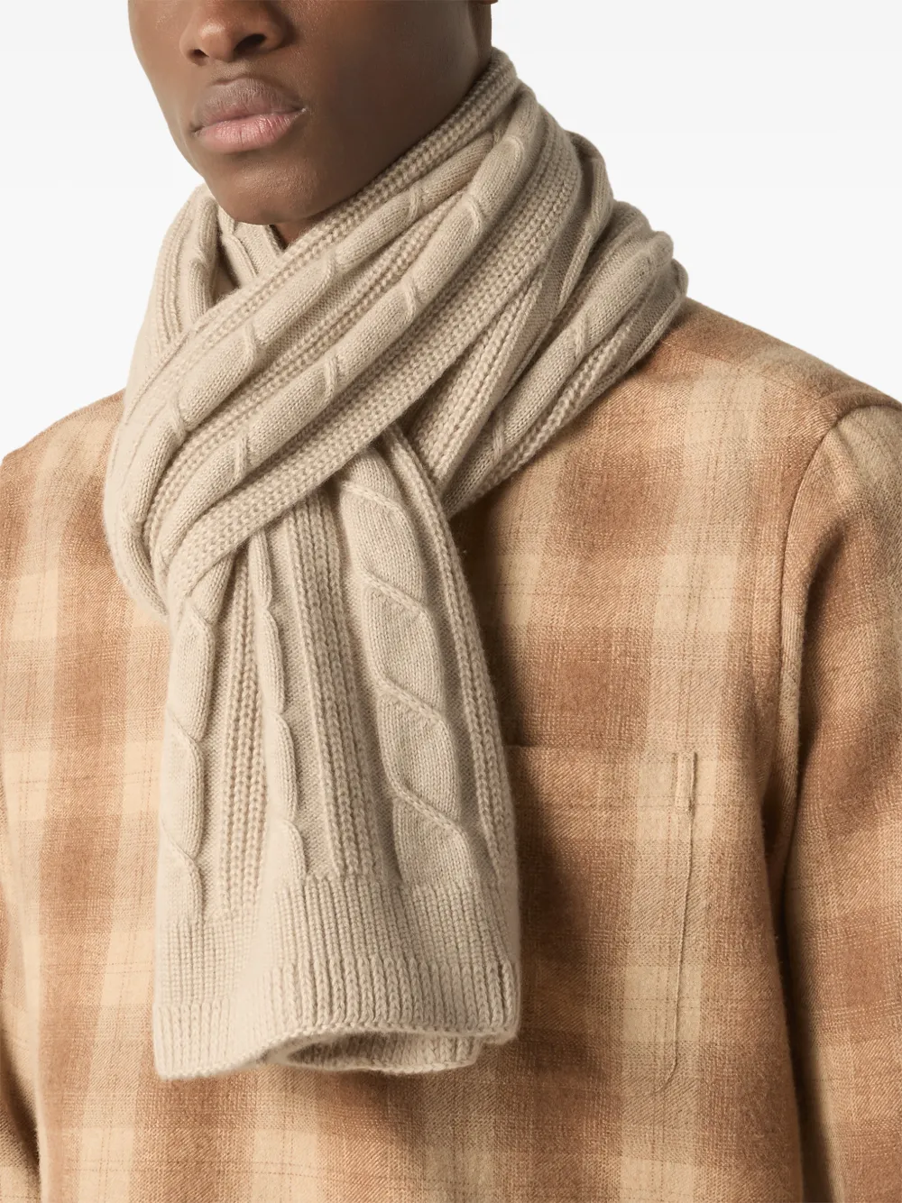 Zegna cream white mélange Oasi cashmere scarf - Nude