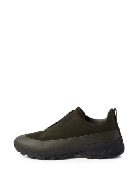 Zegna dark olive green leather and suede Triple Stitch™ Monte sneakers