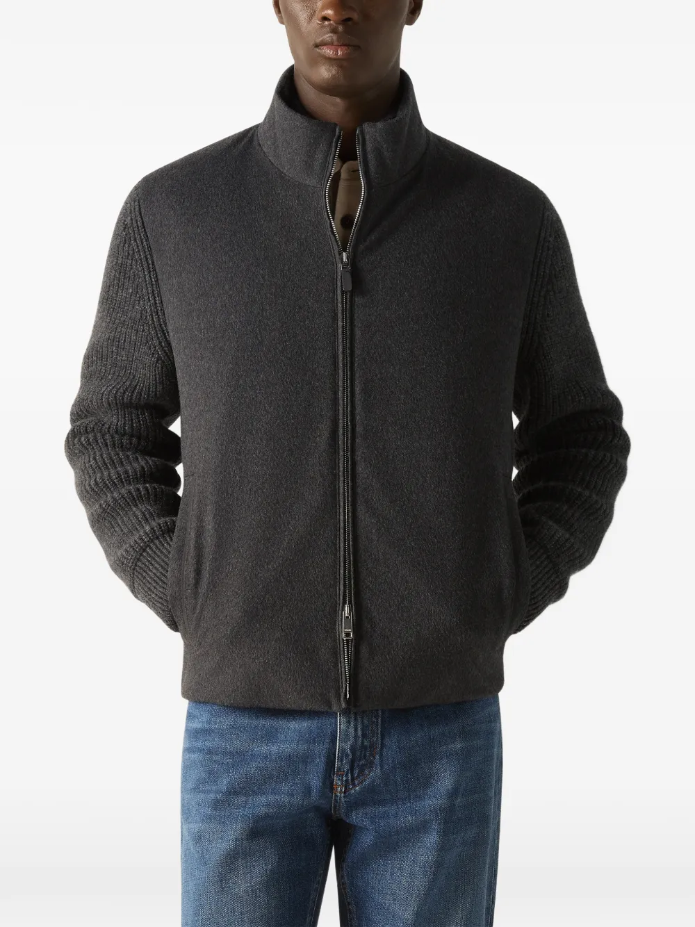 Zegna Oasi kasjmier vest met rits Grijs