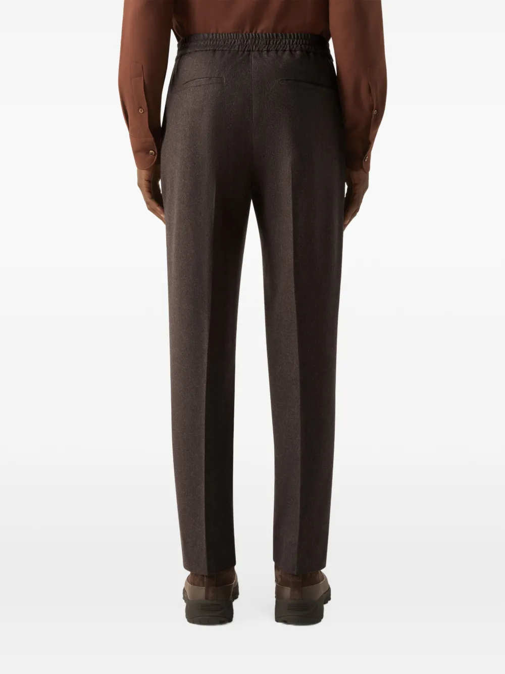 Zegna Zijden en kasjmier broek van donkerbruine wol