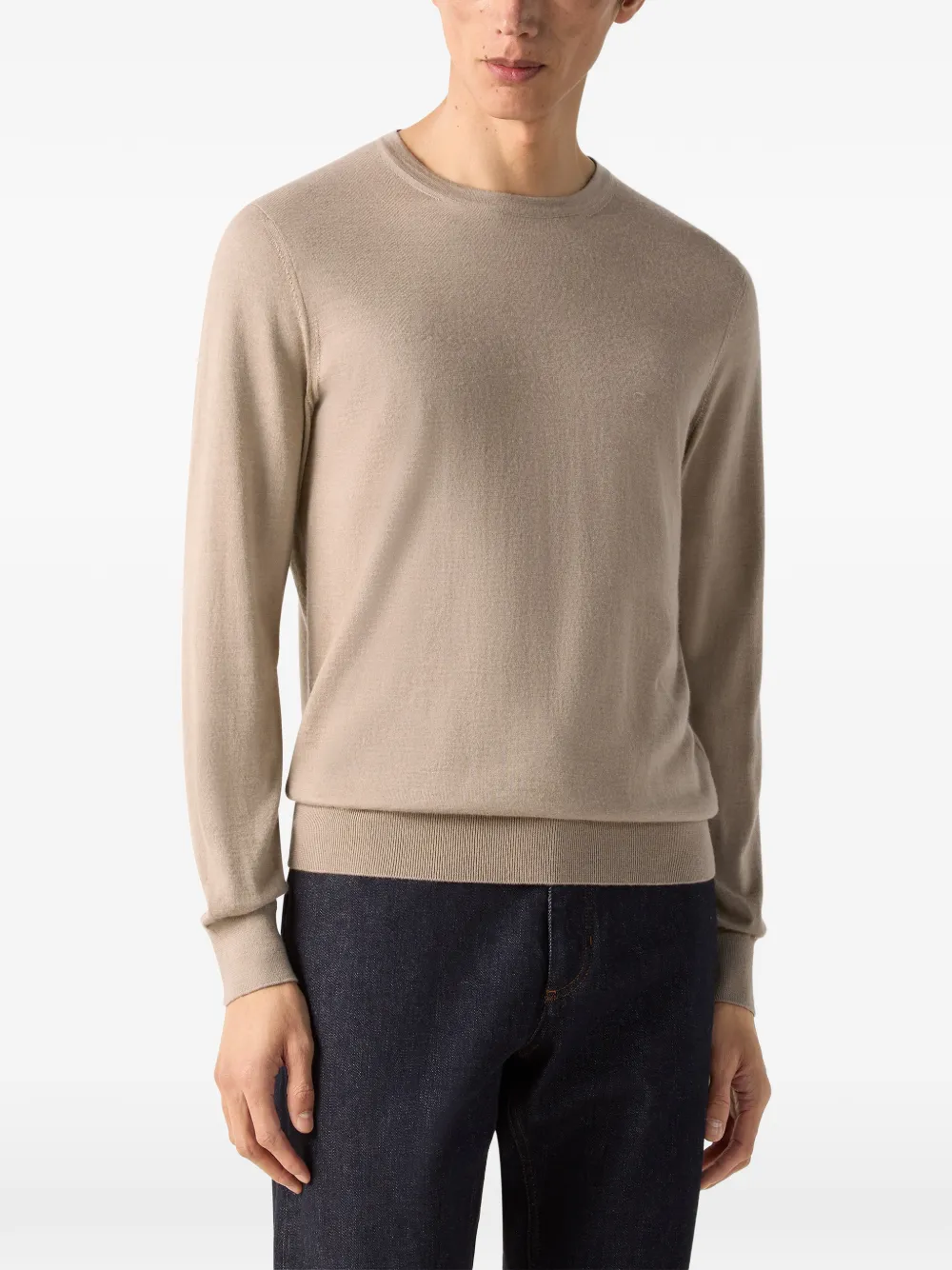 Zegna Cashsetta trui met ronde hals Beige