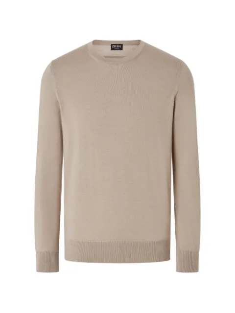 Zegna light taupe mélange Cashseta crew-neck sweater