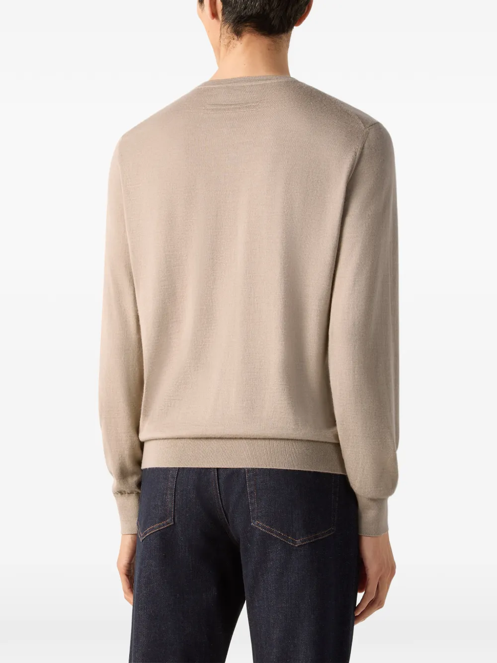 Zegna Cashsetta trui met ronde hals Beige