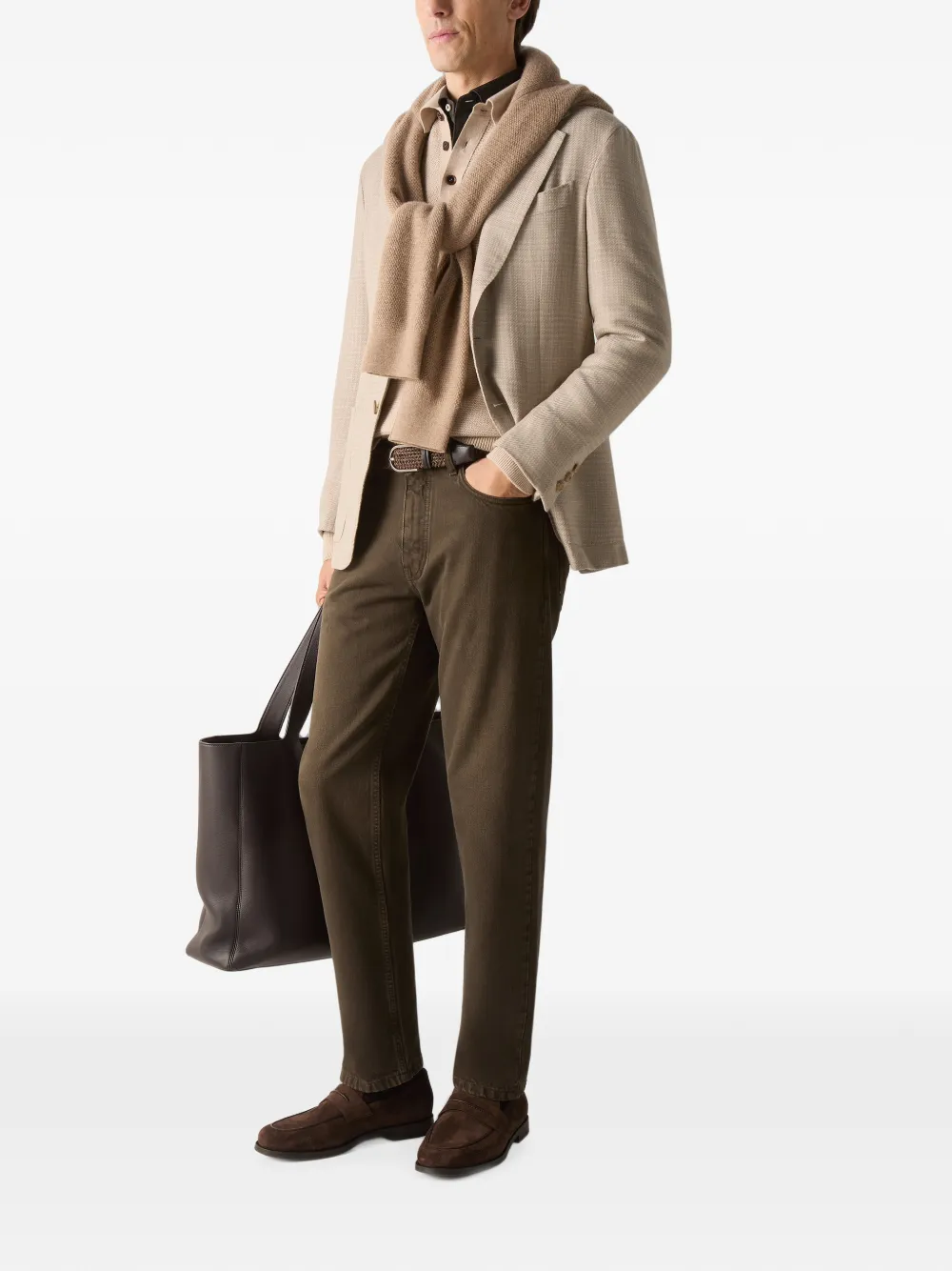 Zegna Lichtbeige kasjmier zijden en linnen jack