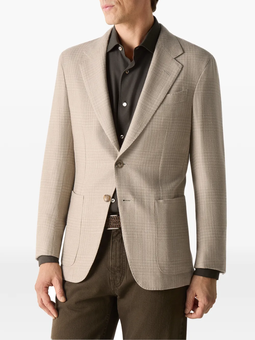 Zegna Lichtbeige kasjmier zijden en linnen jack