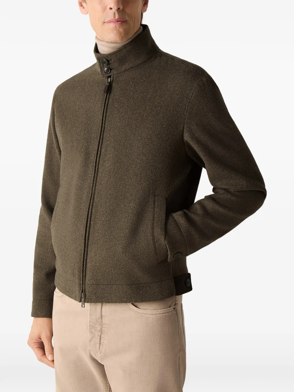 Zegna Wollen en kasjmier jack Bruin