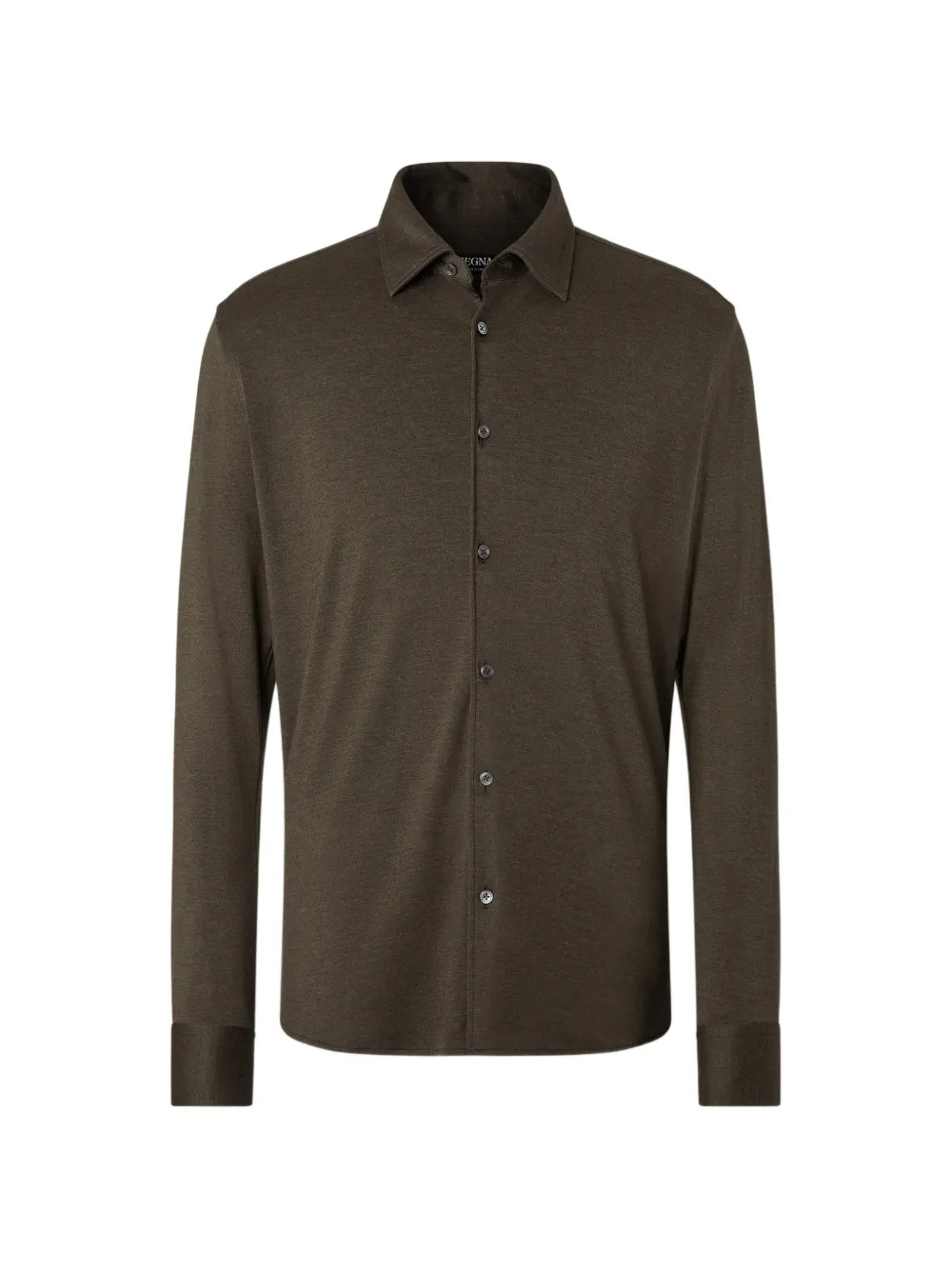 Zegna dark olive green cashmere and silk shirt