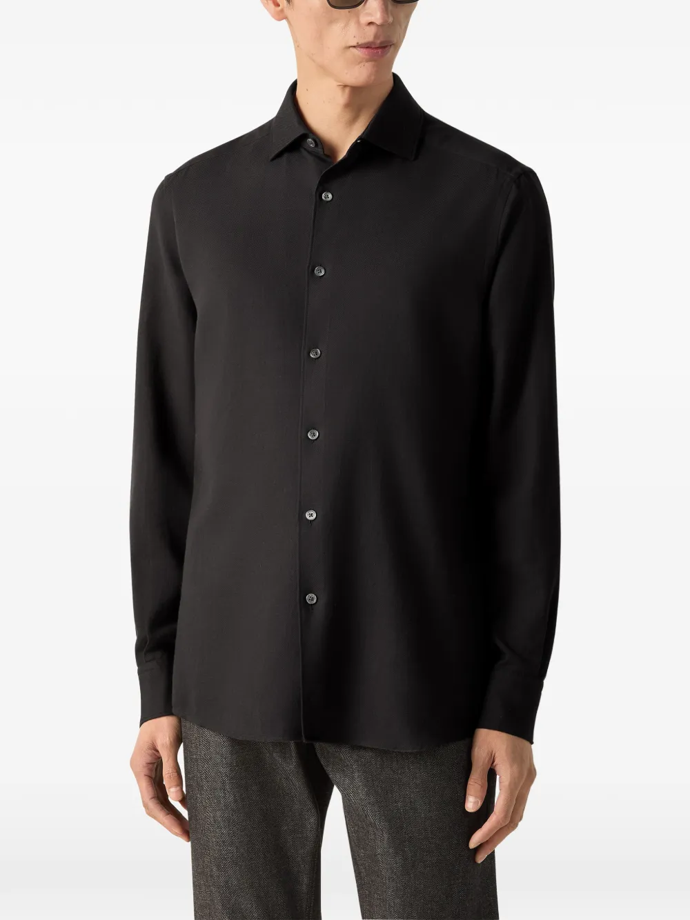 Zegna Cashco overhemd Zwart
