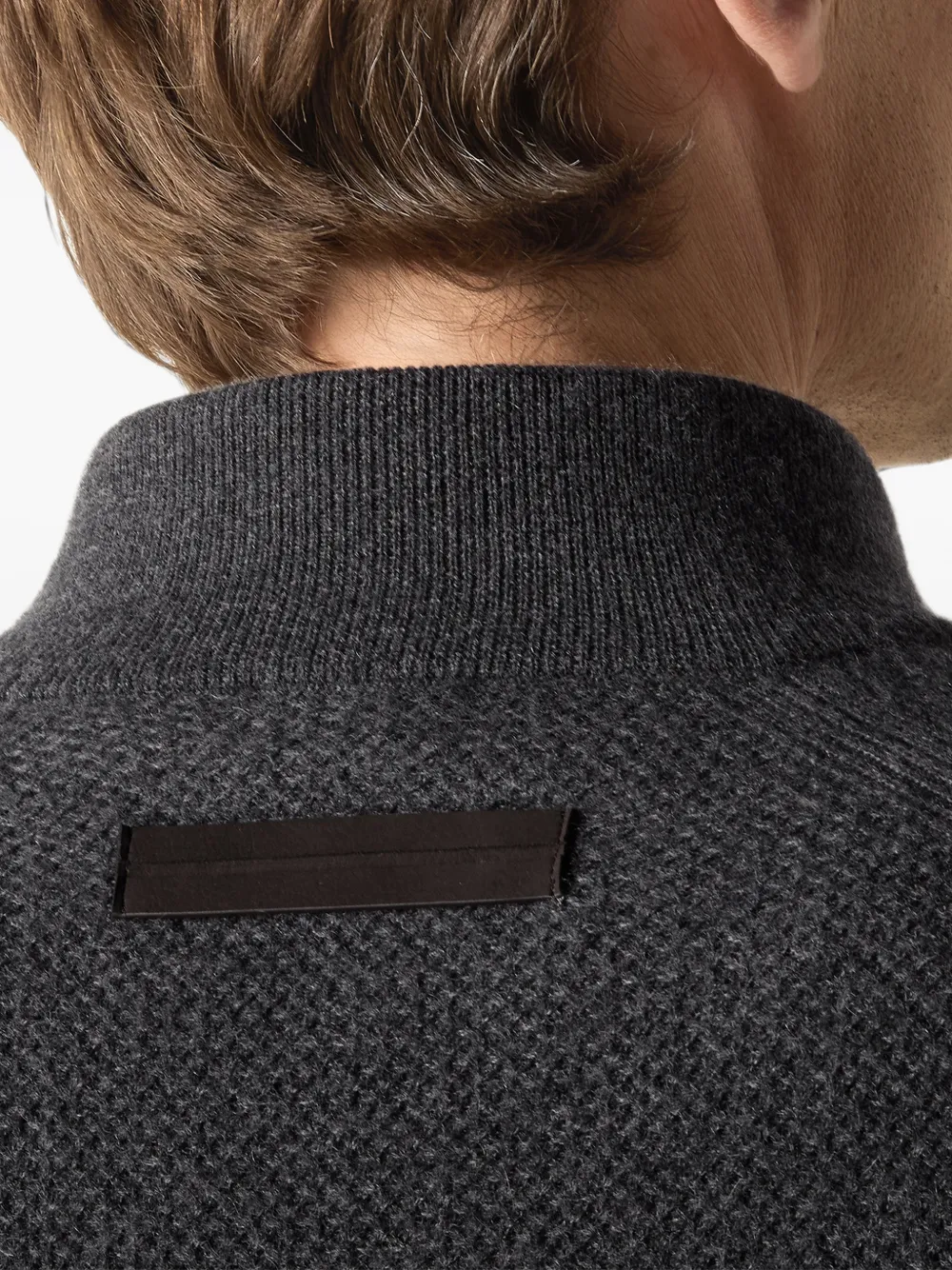 Zegna Donkergrijze mélange Oasi kasjmier trui met rits Grijs