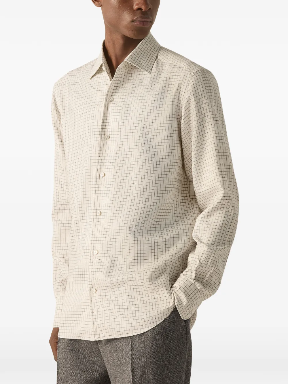 Zegna Geruit overhemd Wit