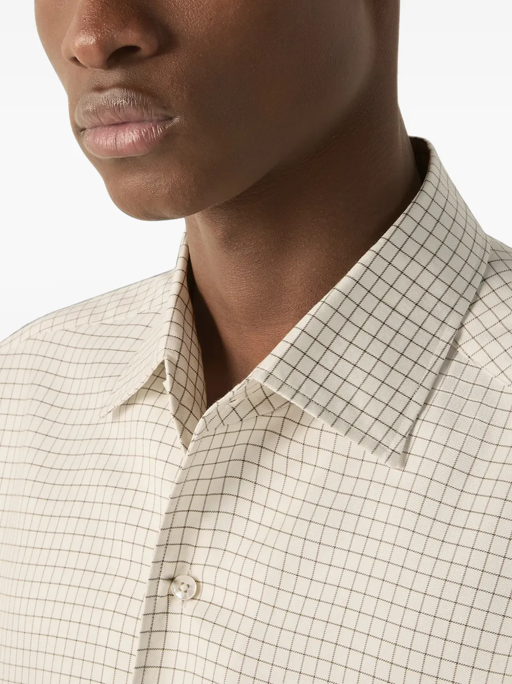 Zegna Geruit overhemd Wit