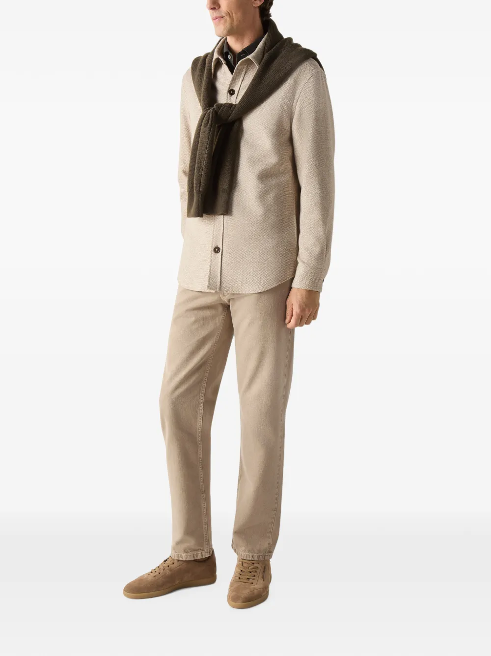 Zegna Lichtbeige kasjmier en zijden shirtjack