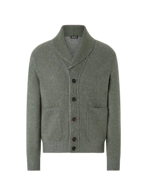 Zegna light green and grey mélange cashmere and wool jacket