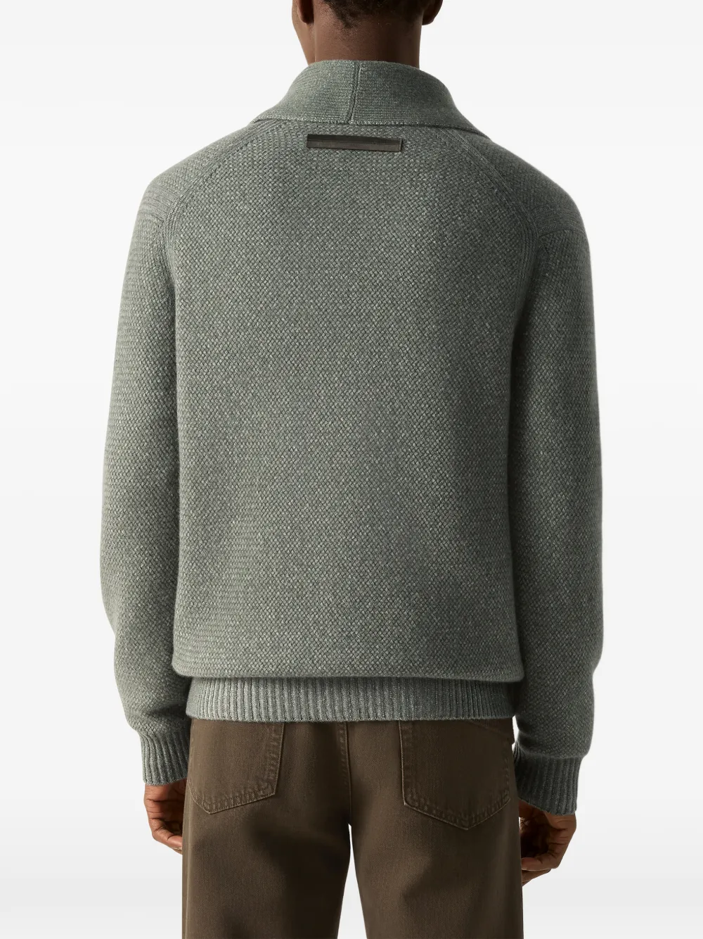Zegna Lichtgroen en grijs gemêleerd kasjmier en wollen jack