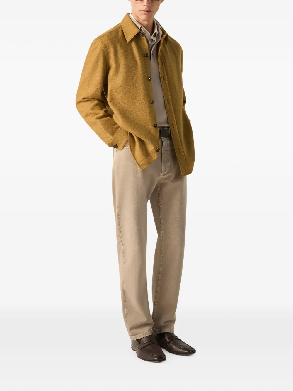 Zegna Multimélange Oasi kasjmier shirtjack Geel
