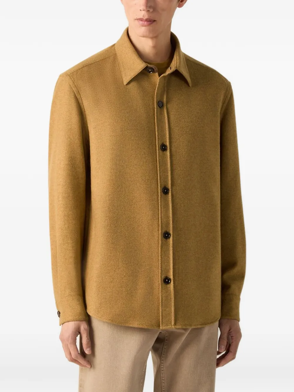 Zegna Multimélange Oasi kasjmier shirtjack Geel