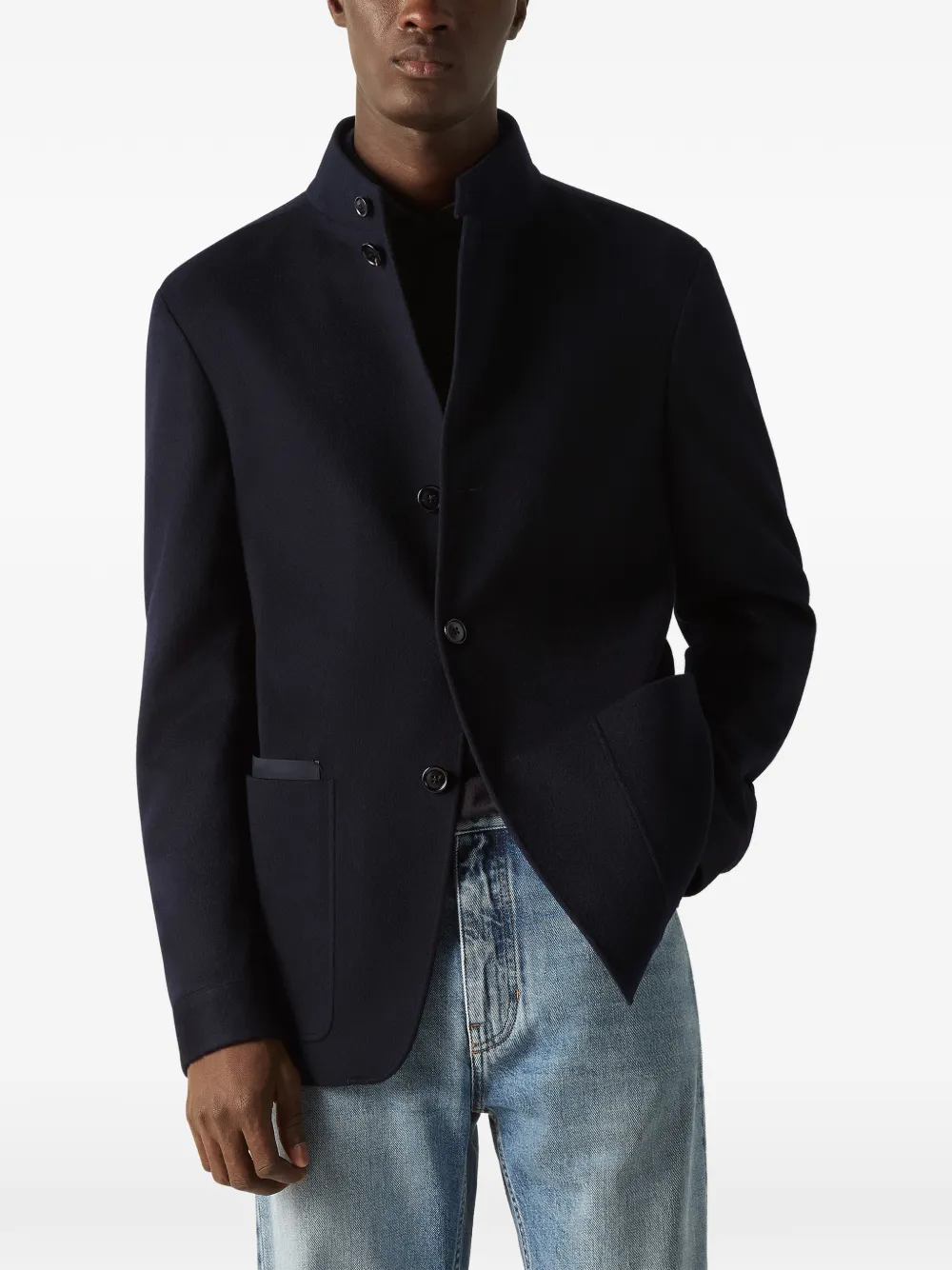 Zegna Il Conte oasi-kasjmier jack Blauw