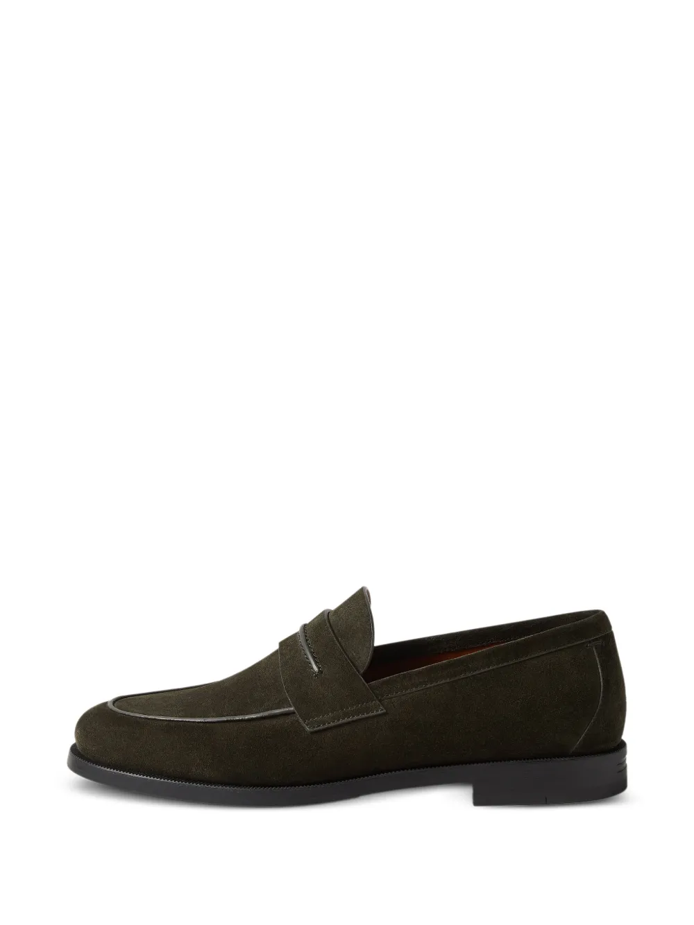 Zegna Mocassini Corso in pelle scamosciata verde oliva scuro