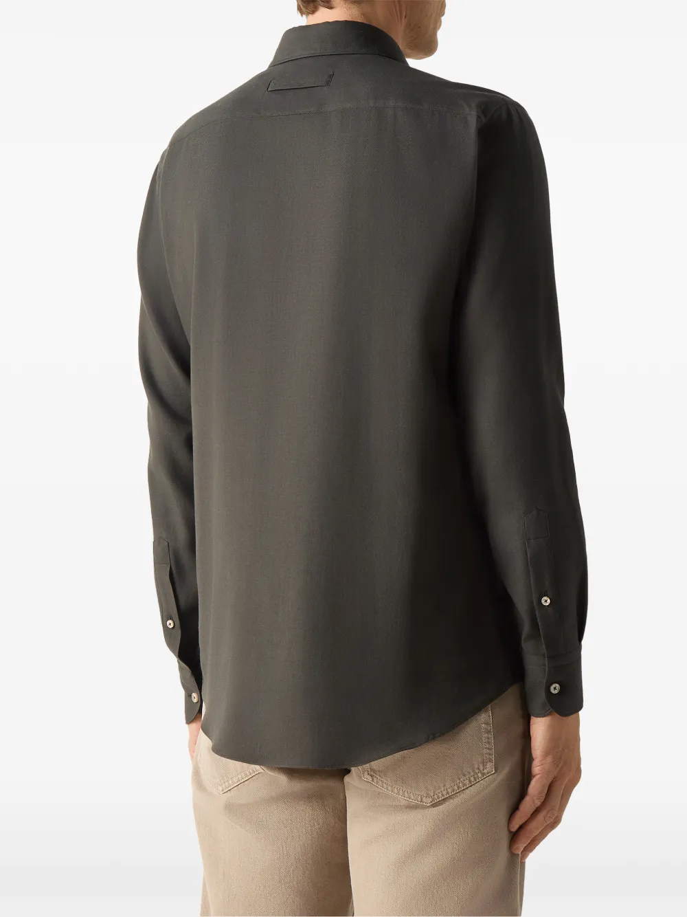 Zegna Cashco donkergroen overhemd