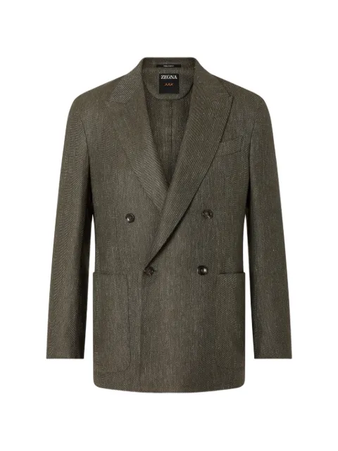 Zegna dark olive green cashmere silk and linen jacket