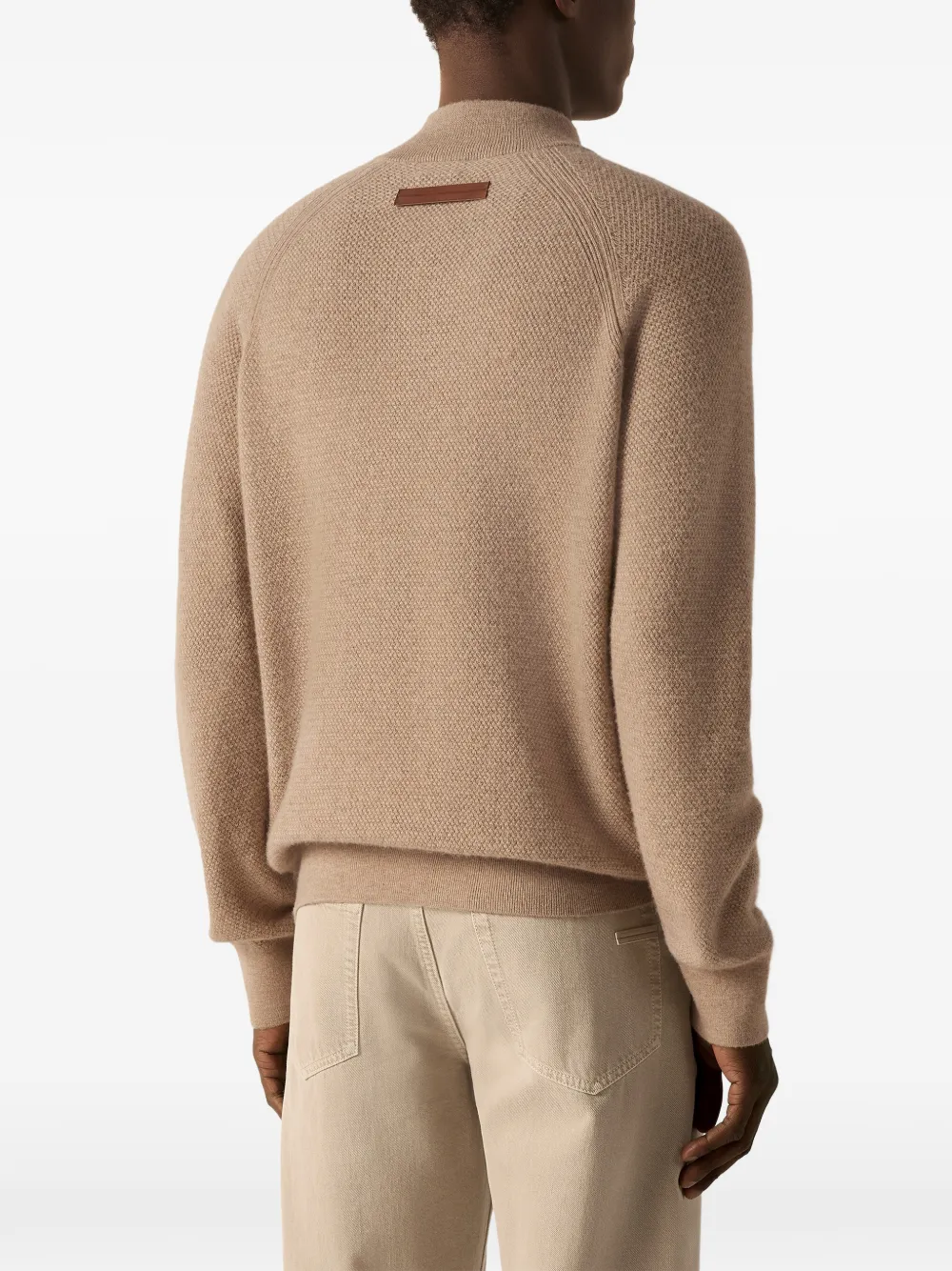 Zegna Oasi kasjmier mélange trui met rits Beige