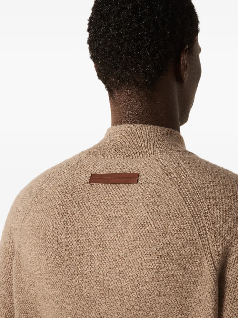 Zegna Oasi kasjmier mélange trui met rits Beige