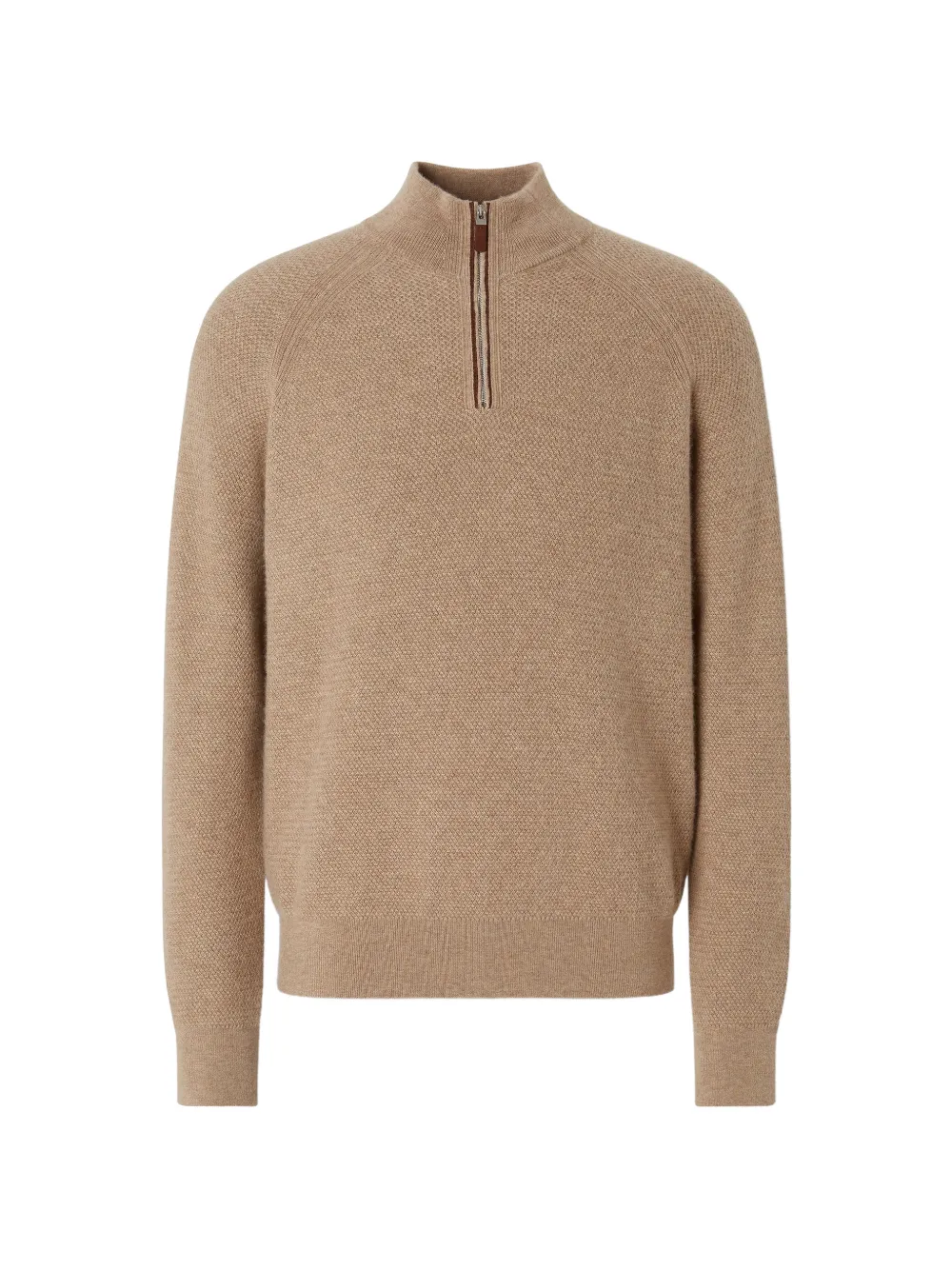 Zegna Melierter Oasi Pullover aus Kaschmir mit Reißverschluss - Nude