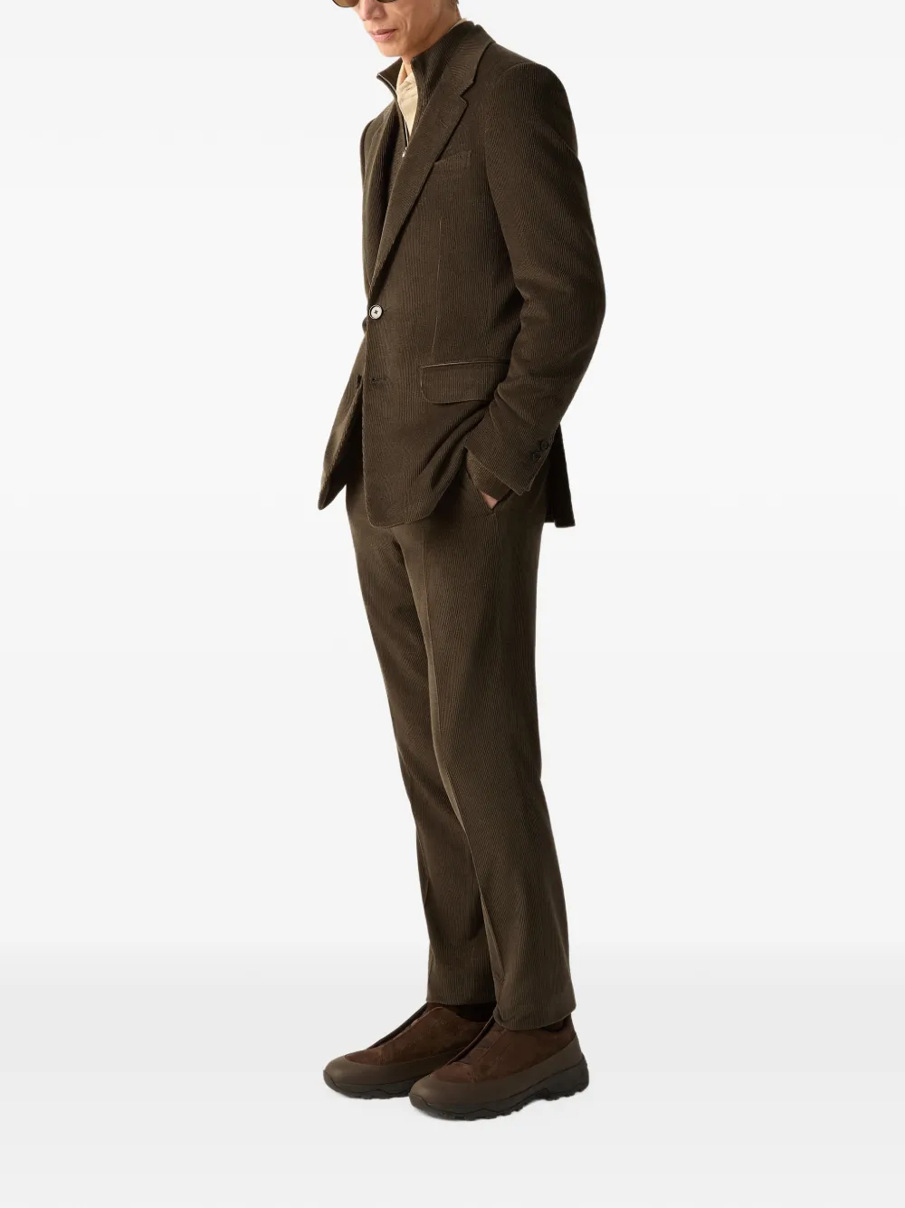 Zegna dark olive-green Royal Cord jacket Bruin