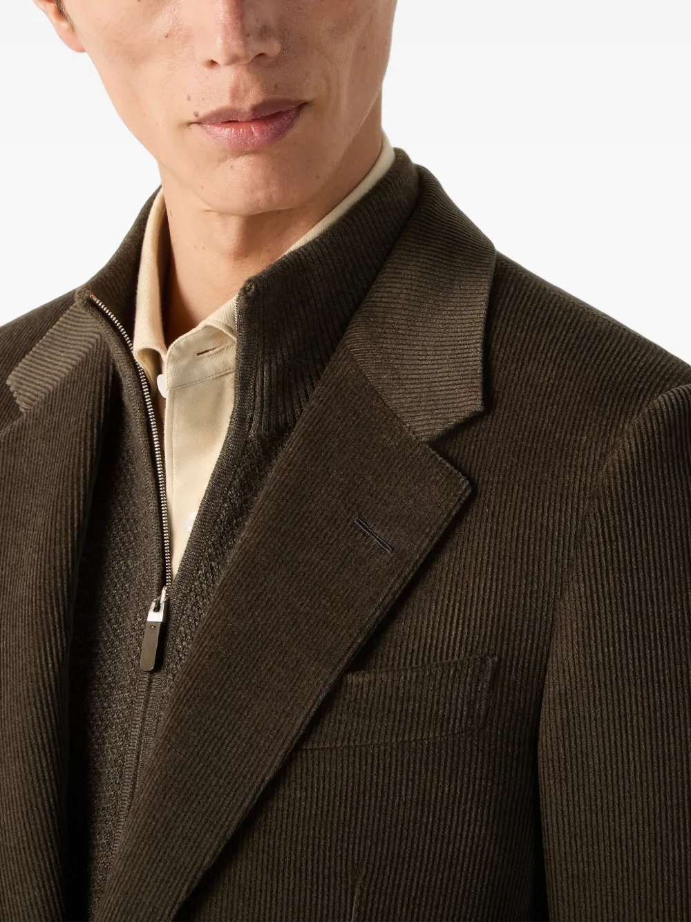 Zegna dark olive-green Royal Cord jacket Bruin