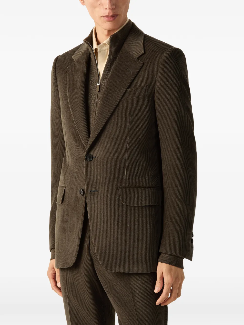 Zegna dark olive-green Royal Cord jacket Bruin