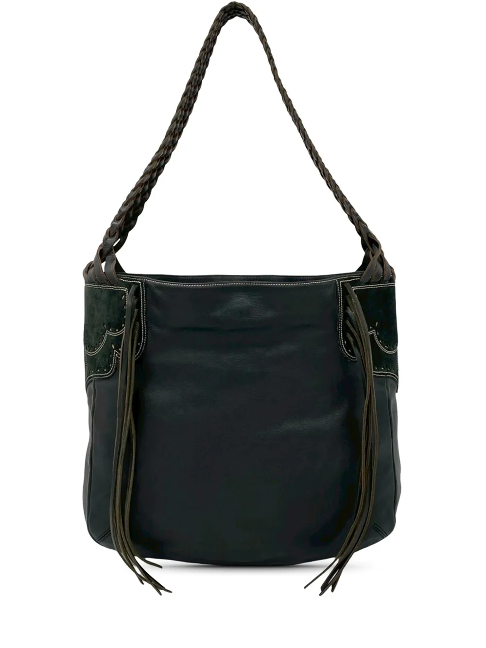 Loewe Pre-Owned Borsa a spalla in pelle con frange 1990-2000 - Nero