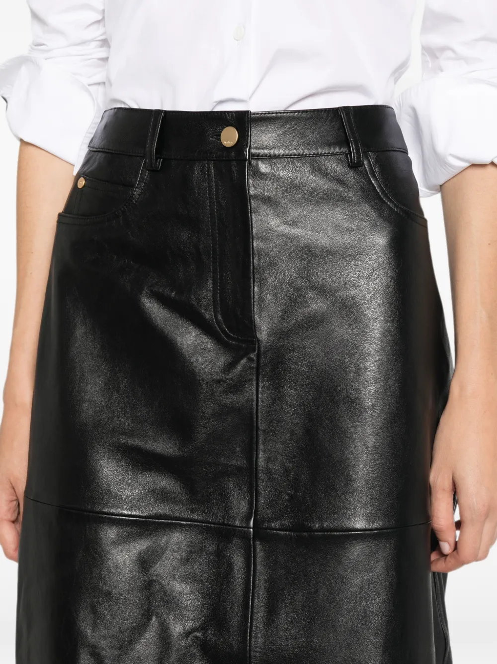 'S Max Mara Rok met leren vlakken Zwart