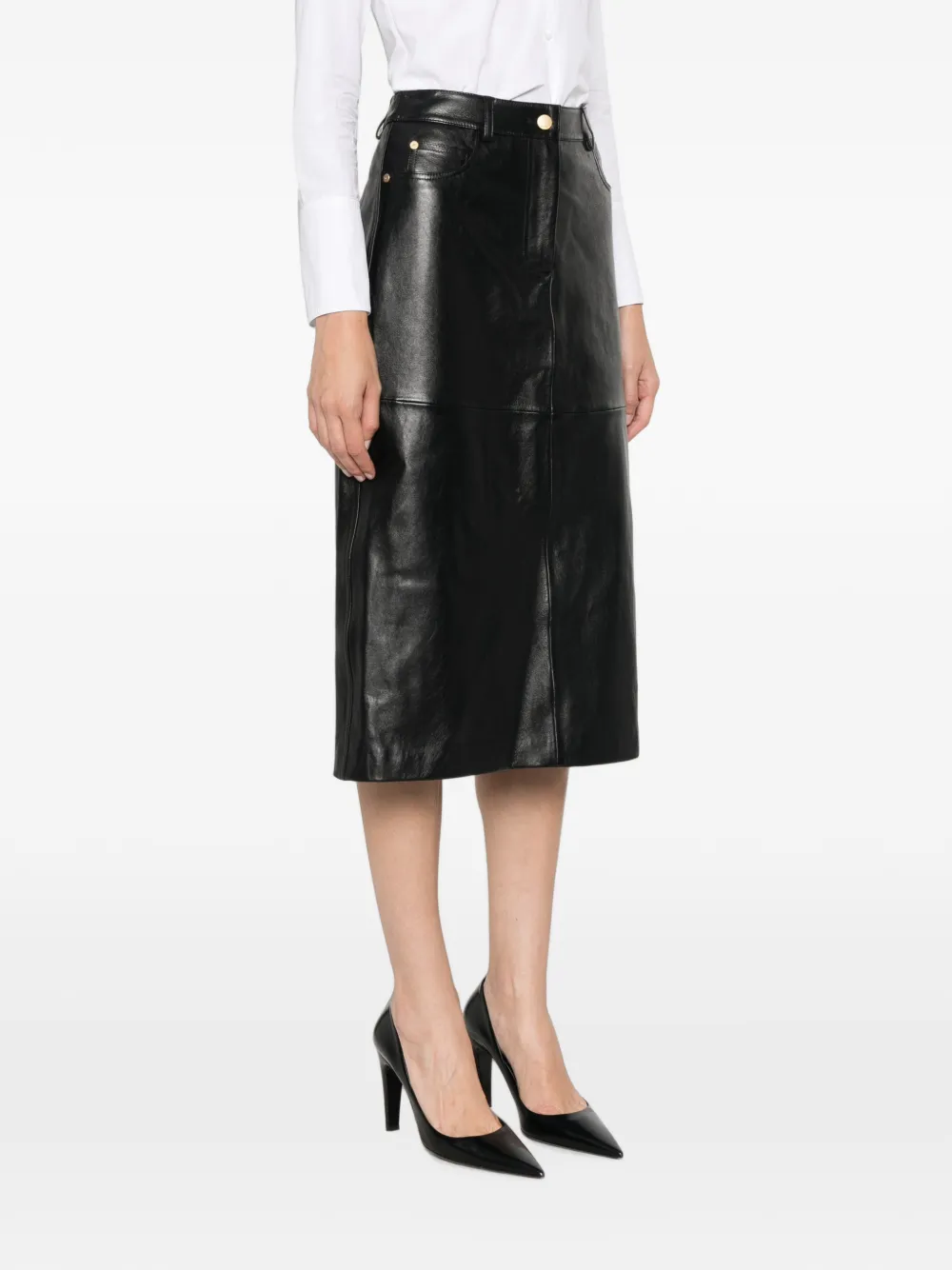 'S Max Mara Rok met leren vlakken Zwart