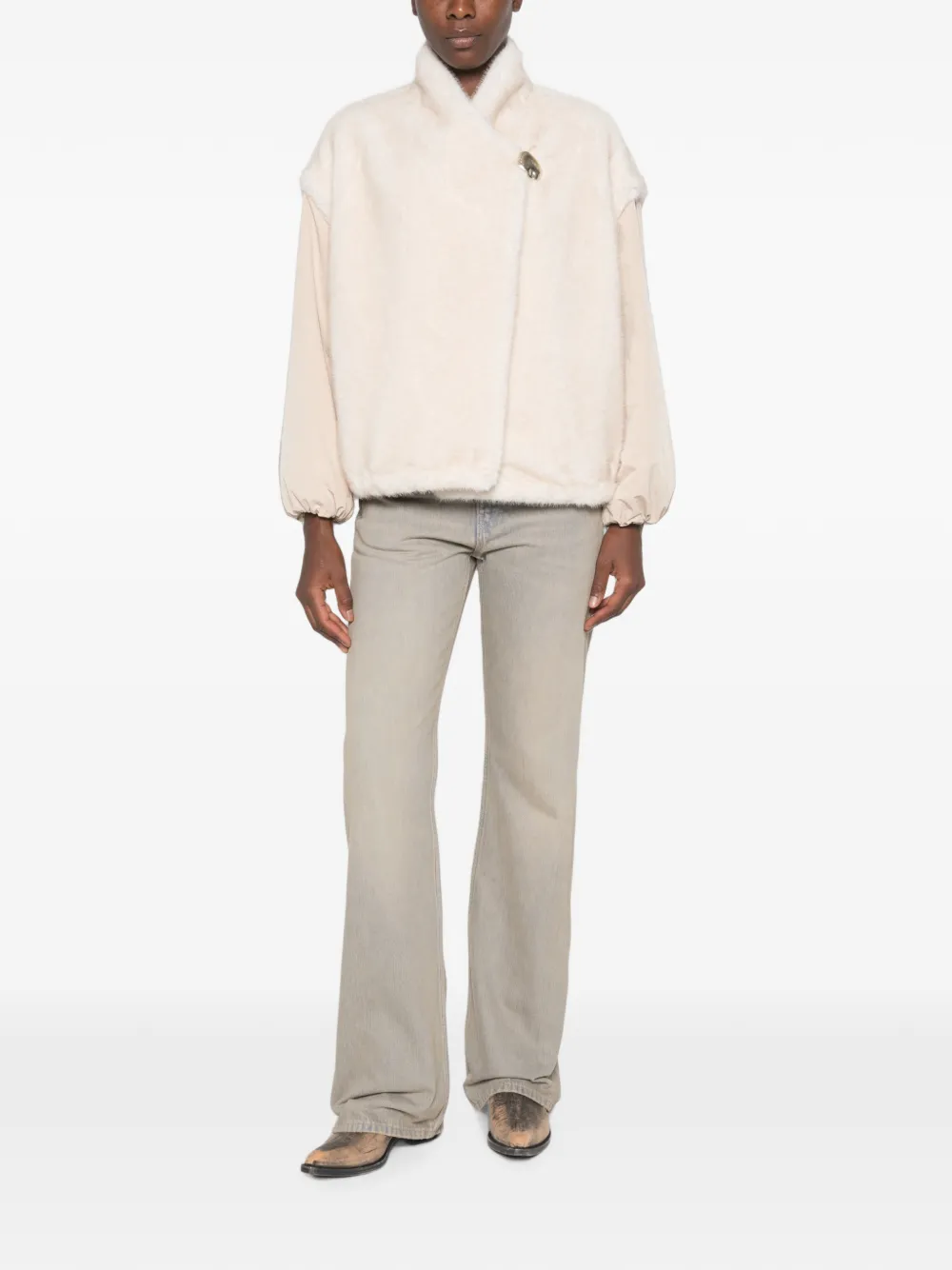 Moncler Jack met logoplakkaat Beige