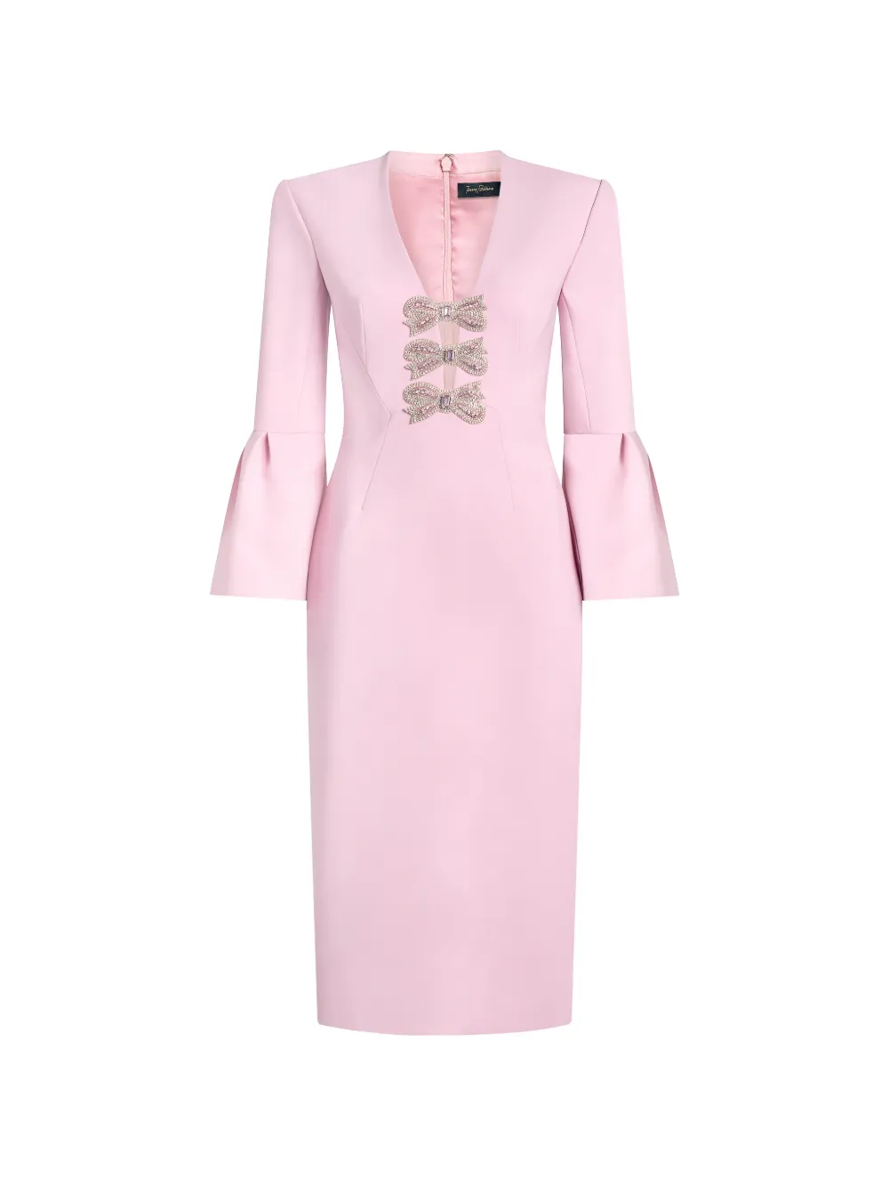 Jenny Packham Debut crystal-embellished bell-sleeve dress - Rosa