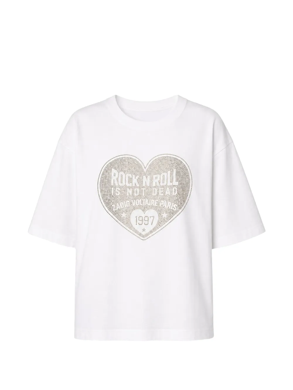 Zadig&Voltaire heart-motif rhinestone-embellished T-shirt - Bianco