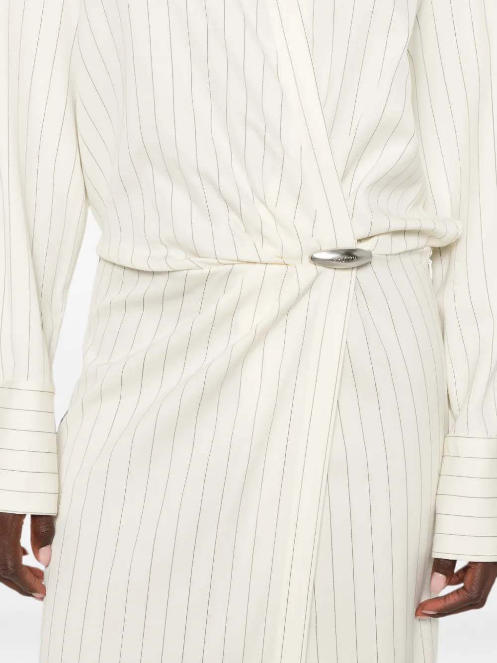 DONDUP Maxi-jurk met krijtstreep Beige