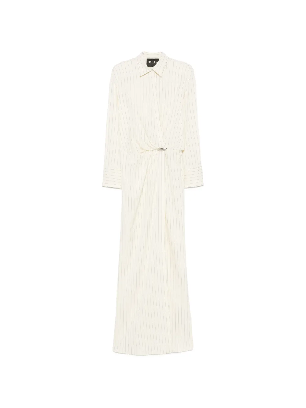 DONDUP pinstripe-print draped maxi gown - Toni neutri