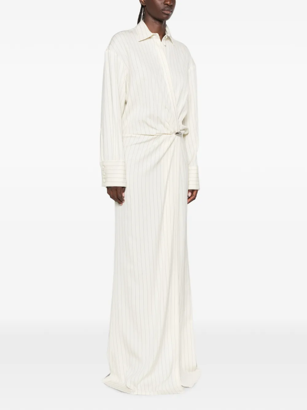 DONDUP Maxi-jurk met krijtstreep Beige