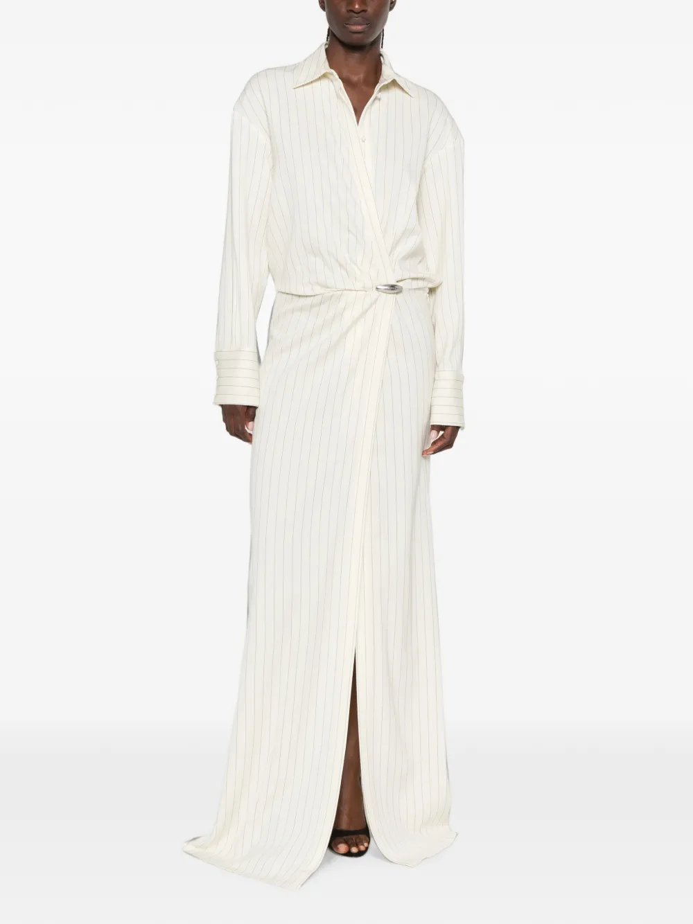 DONDUP Maxi-jurk met krijtstreep Beige