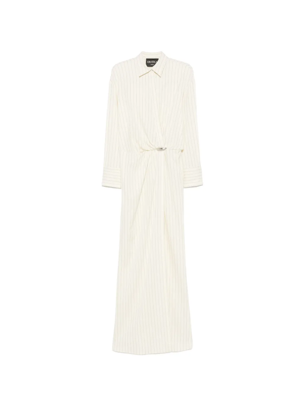DONDUP pinstripe-print draped maxi gown - Toni neutri