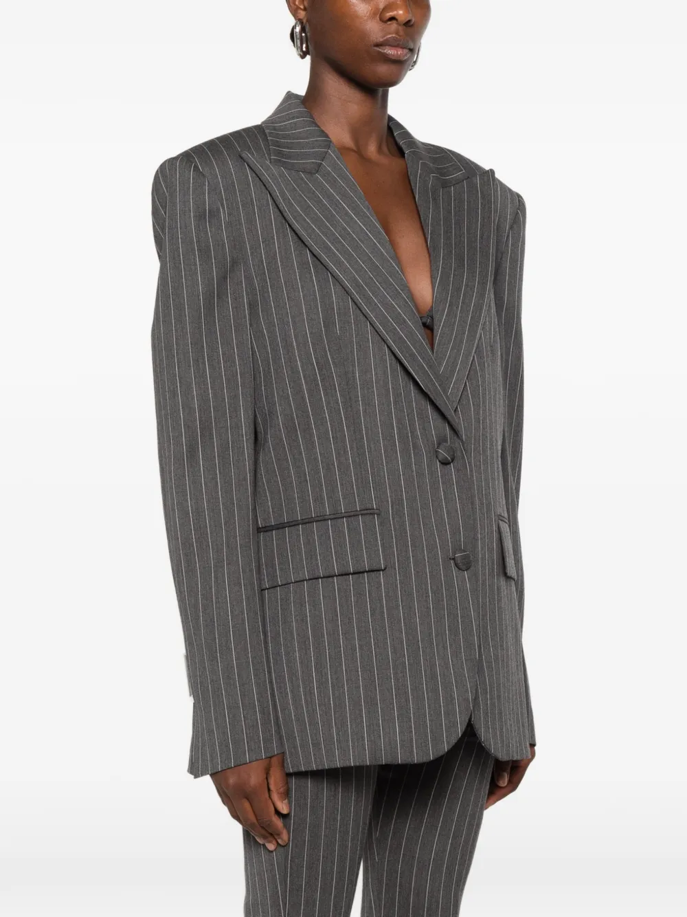 DONDUP Blazer met krijtstreep en puntige revers Grijs
