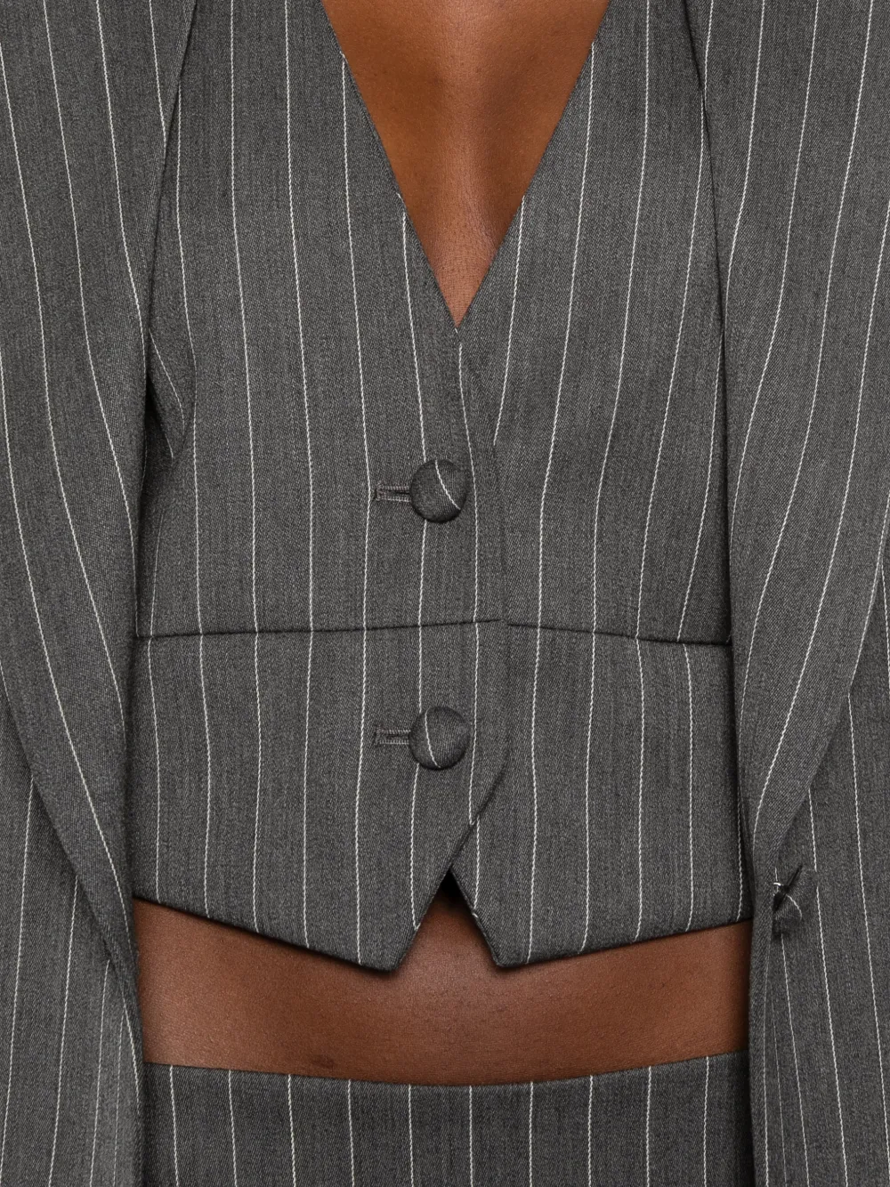 DONDUP Gilet met krijtstreep en V-hals Grijs