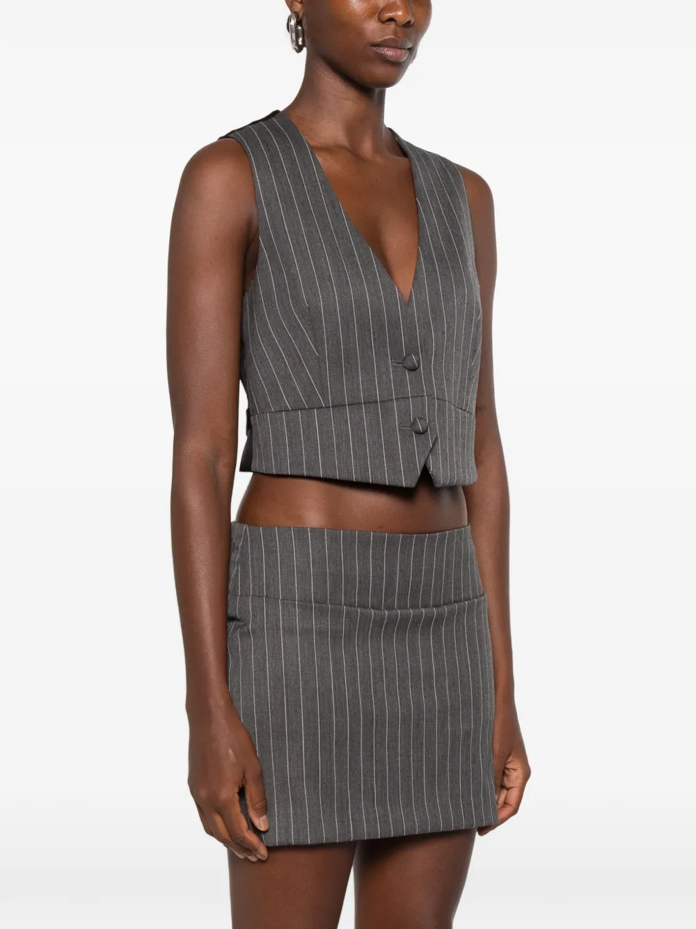 DONDUP Gilet met krijtstreep en V-hals Grijs