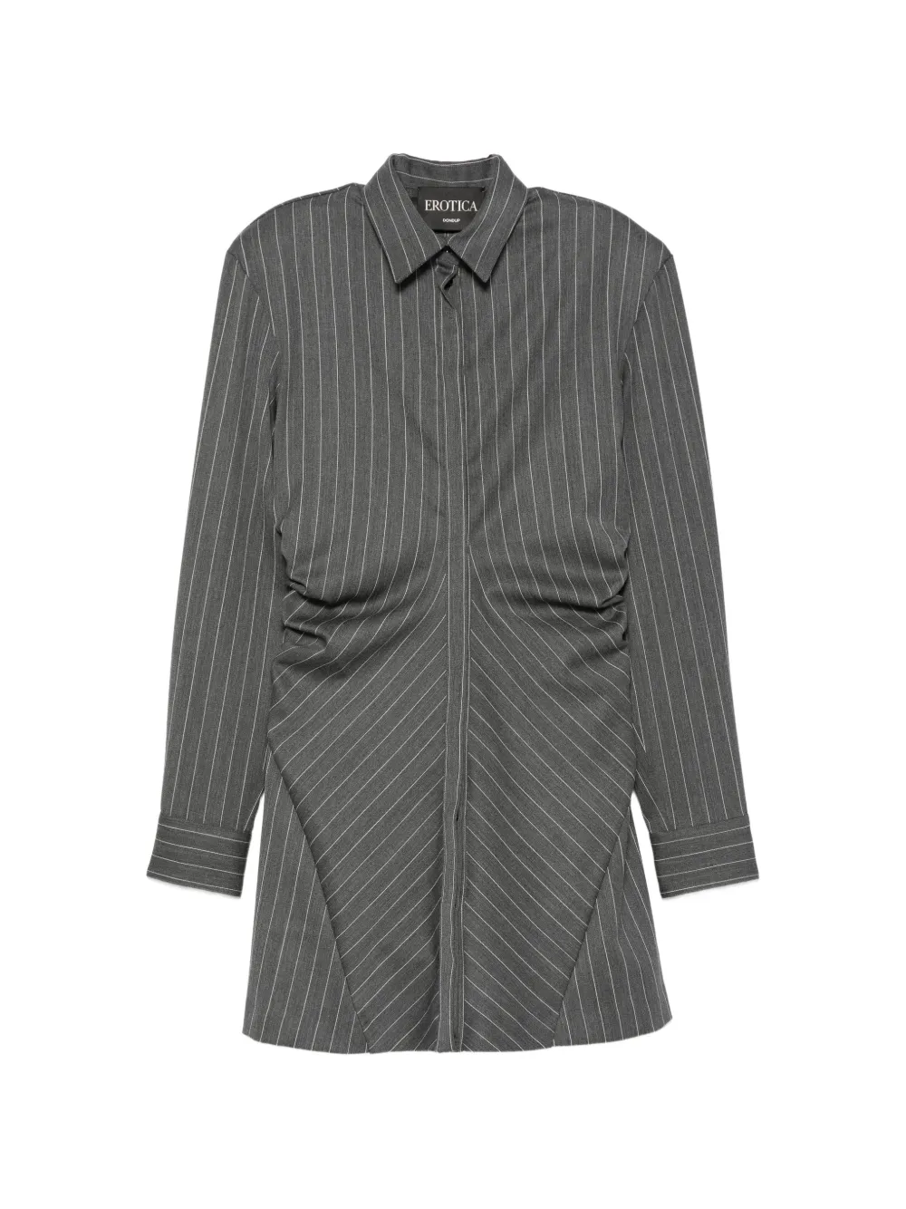 DONDUP pinstripe-pattern ruched-detailing mini dress - Grigio
