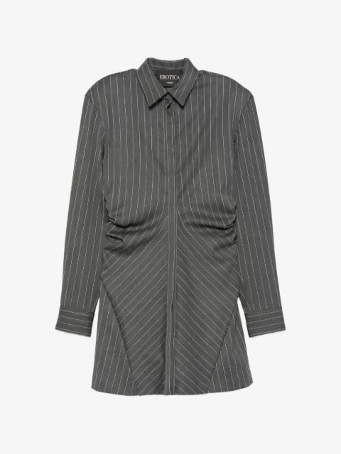 DONDUP robe courte à fines rayures et fronces