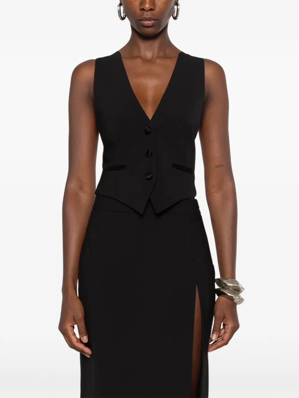 DONDUP Gilet met knopen Zwart