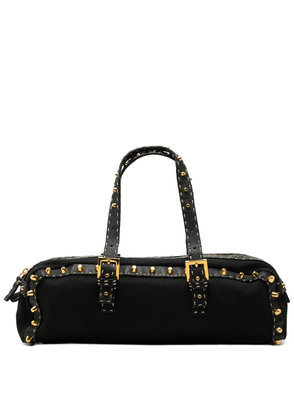 Fendi Pre-Owned Borsa a mano Selleria Bauletto in tela con borchie 2000-2010 - Nero