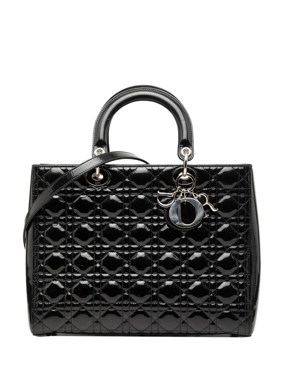 Christian Dior Pre-Owned 2013 Large Patent Cannage Lady Dior satchel - Black