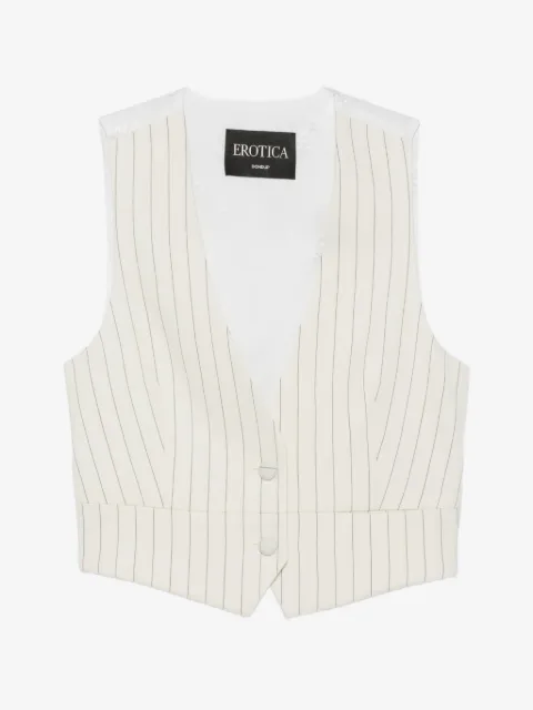 DONDUP pinstripe-pattern cropped waistcoat